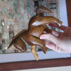 VTG Handcrafted Teak Wood Horse Figurine